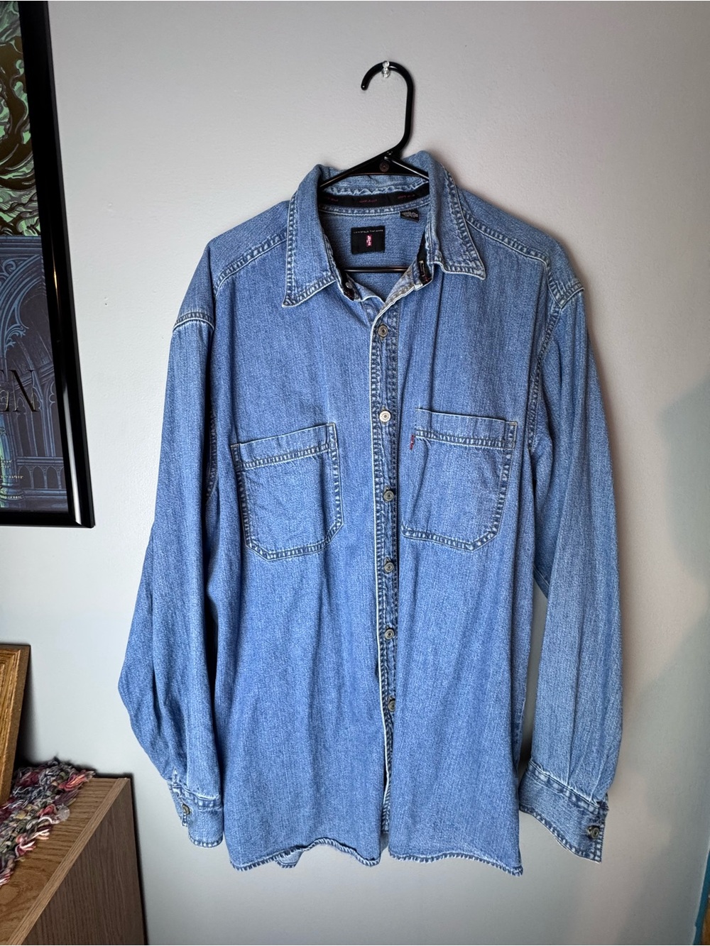 Vintage 90’s Levi’s Men’s Blue Denim Long Sleeve